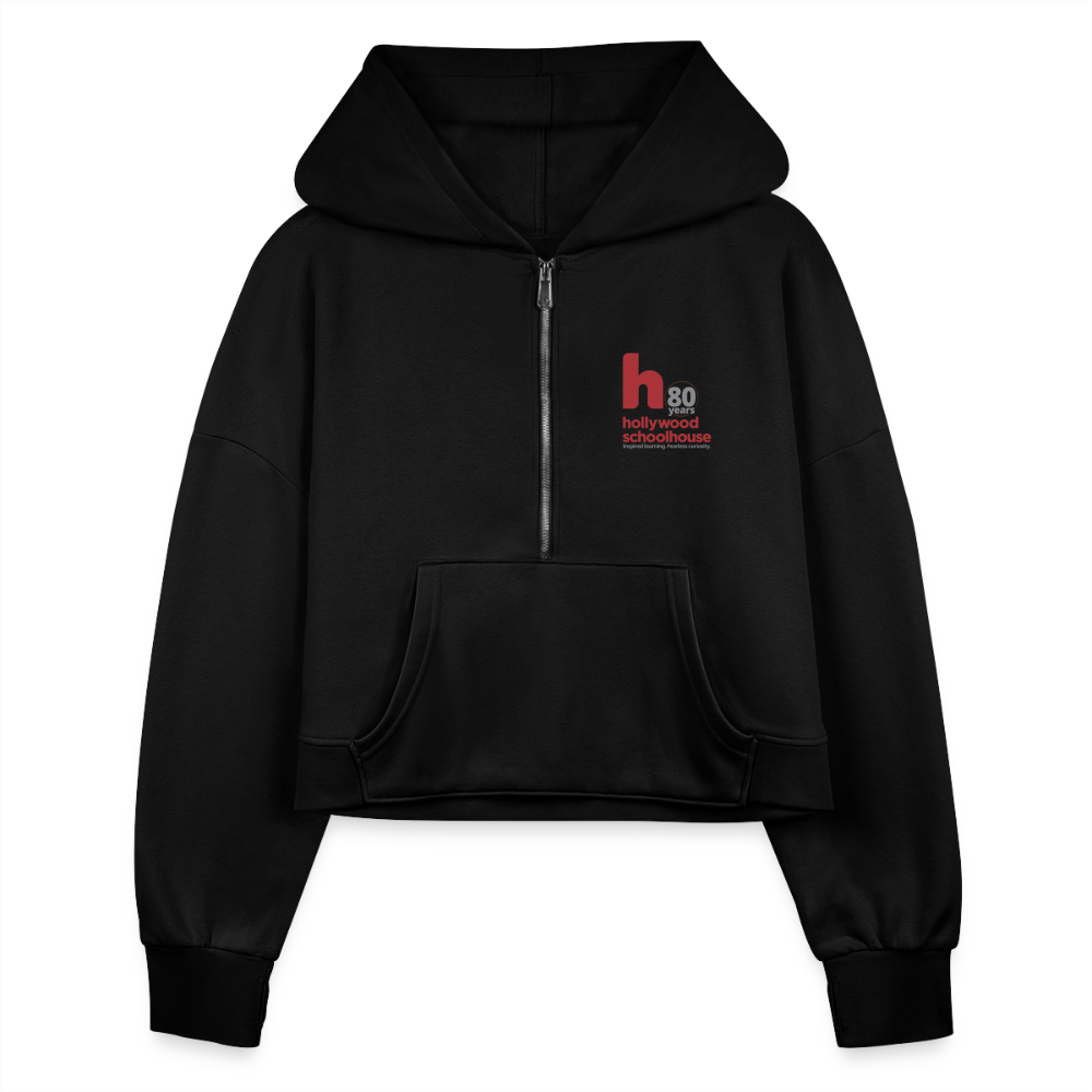 HSH 80th Anniversary Women's Half Zip Cropped Hoodie - black