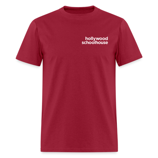 Men's T-Shirt (White Text) - dark red