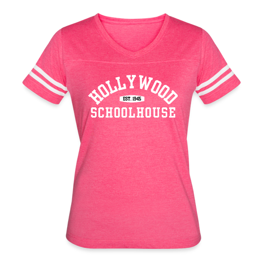 HSH Est. 1945 Women's Sport Stripe Tee - vintage pink/white