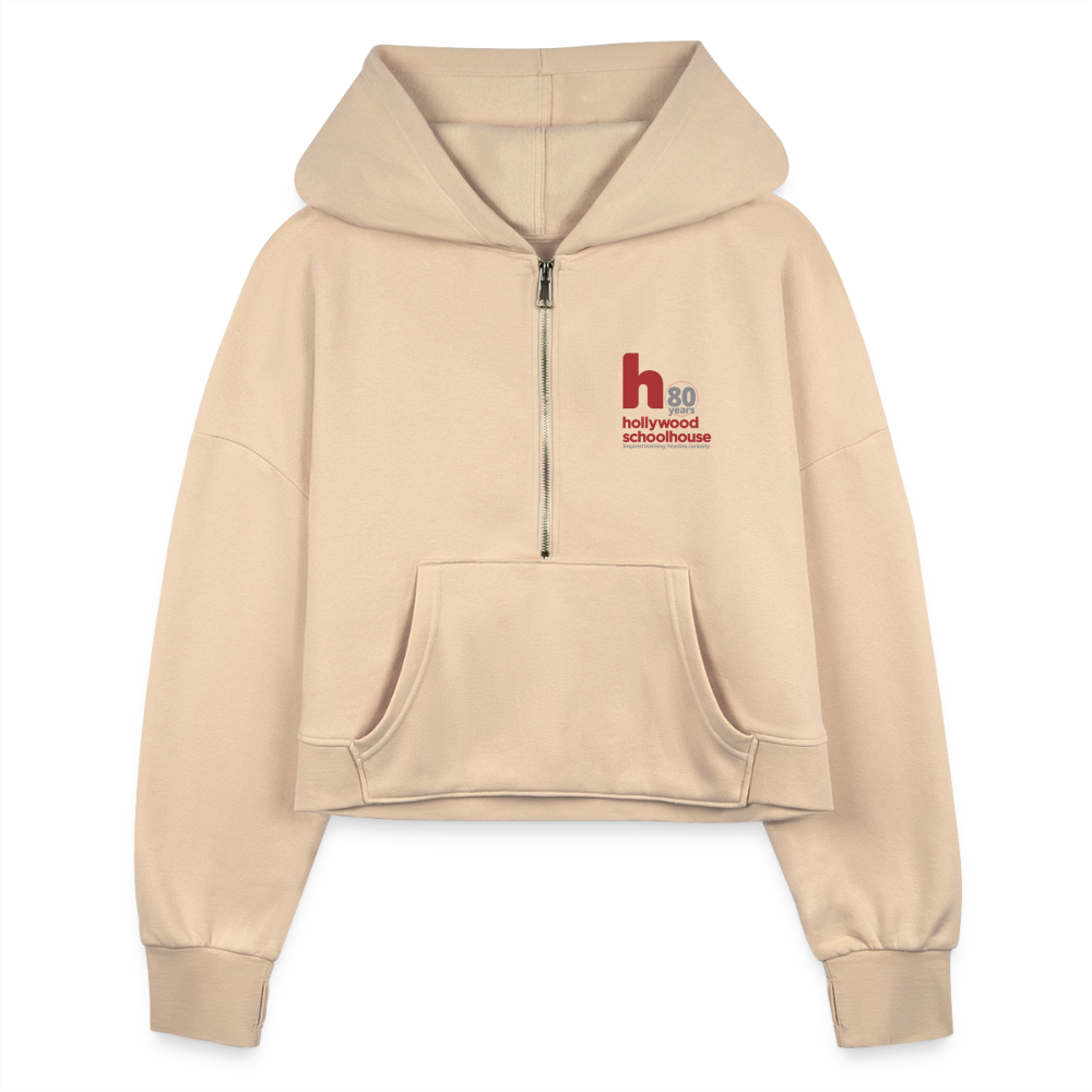 HSH 80th Anniversary Women's Half Zip Cropped Hoodie - nude