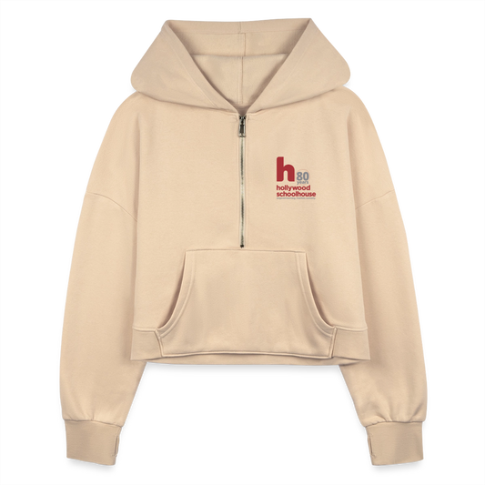 HSH 80th Anniversary Women's Half Zip Cropped Hoodie - nude