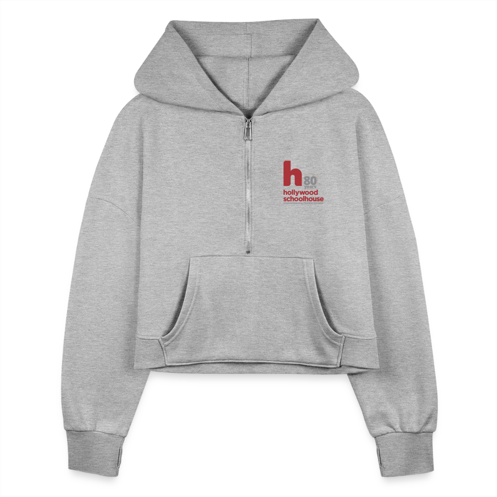 HSH 80th Anniversary Women's Half Zip Cropped Hoodie - heather gray