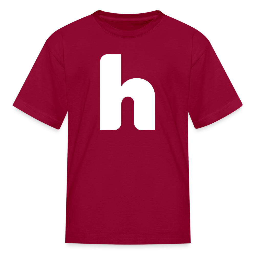 Youth Big H T-Shirt (White Text) - dark red