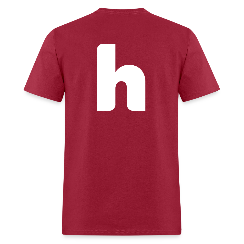 Men's T-Shirt (White Text) - dark red