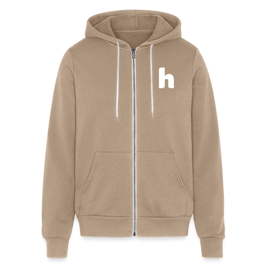 Unisex Full Zip Hoodie - tan