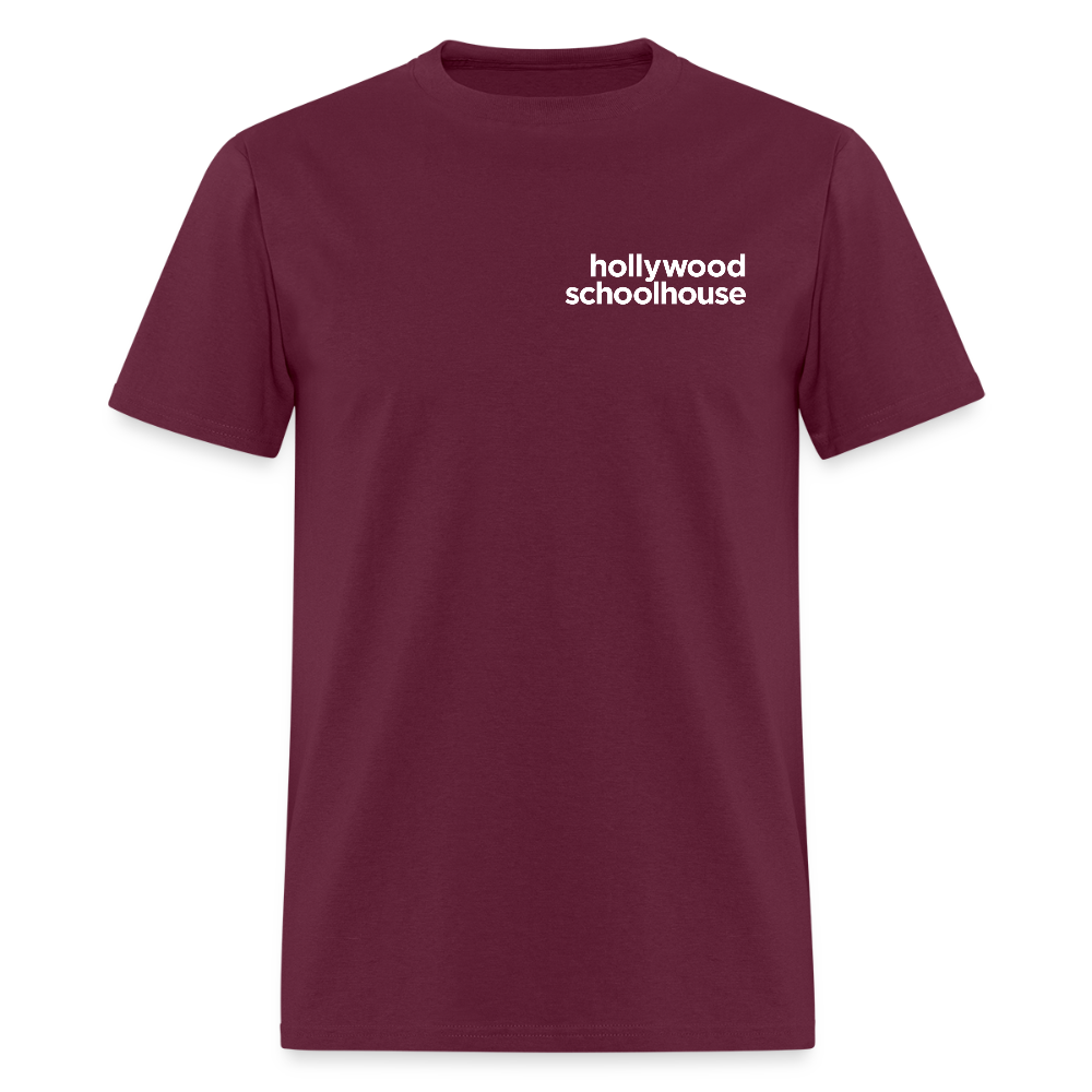 Men's T-Shirt (White Text) - burgundy