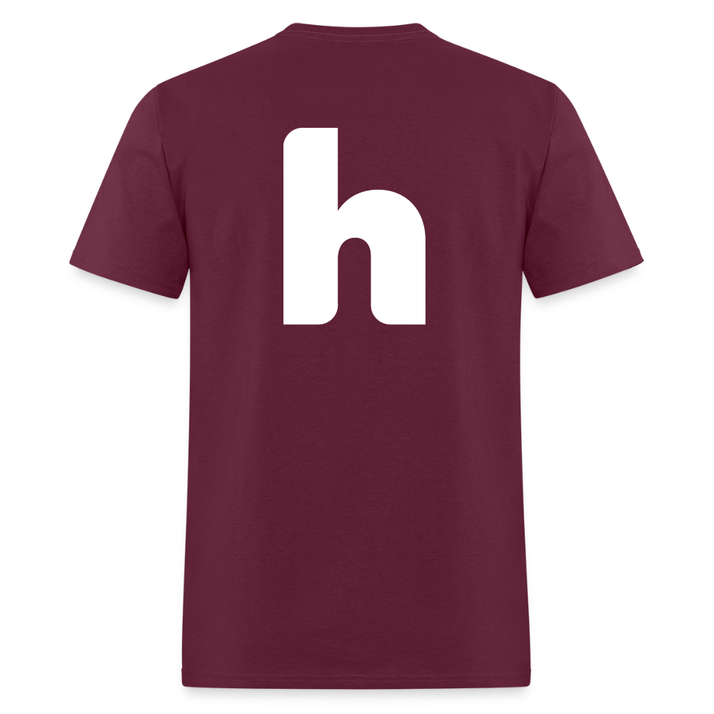 Men's T-Shirt (White Text) - burgundy